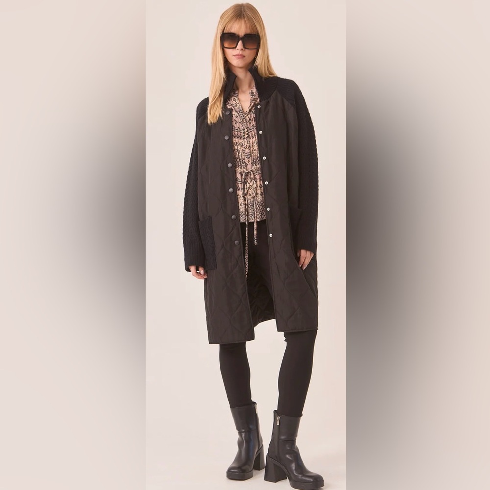 NWT NKN Nekane Black Quilted Combination Coat - size Small|Medium - $200 MSRP
